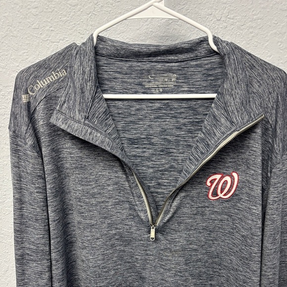 Men’s Lg Columbia Heathered Charcoal 1/4-Zip Washington Nationals Pullover, GUC. - Picture 5 of 7